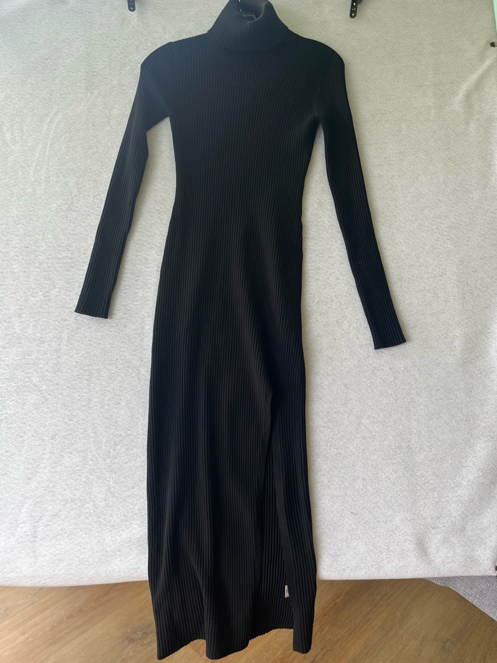 Nordstrom Black Ribbed Turtleneck Black Maxi Dress size XS NEW WITH TAGS - Picture 2 of 7